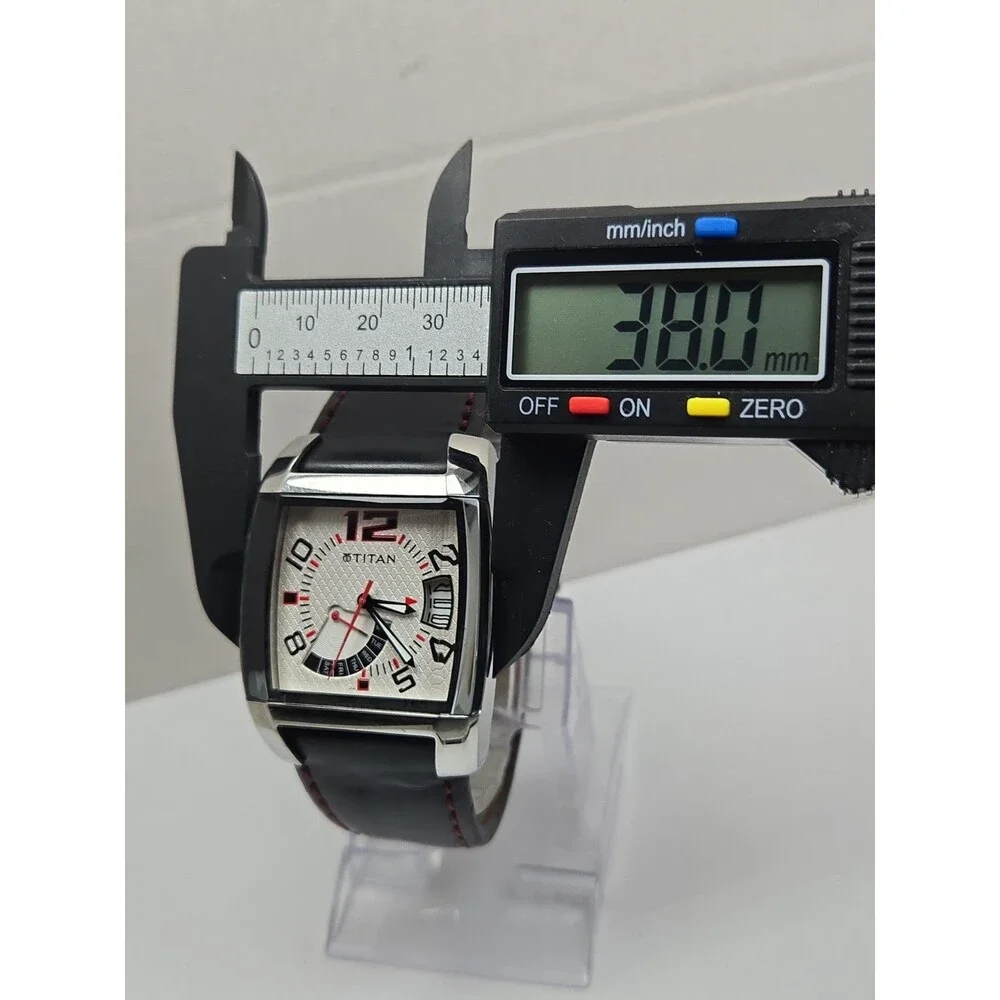 Mens Titan Octane Nyx Retrograde Quartz Day Date Leather Sport Watch New Battery